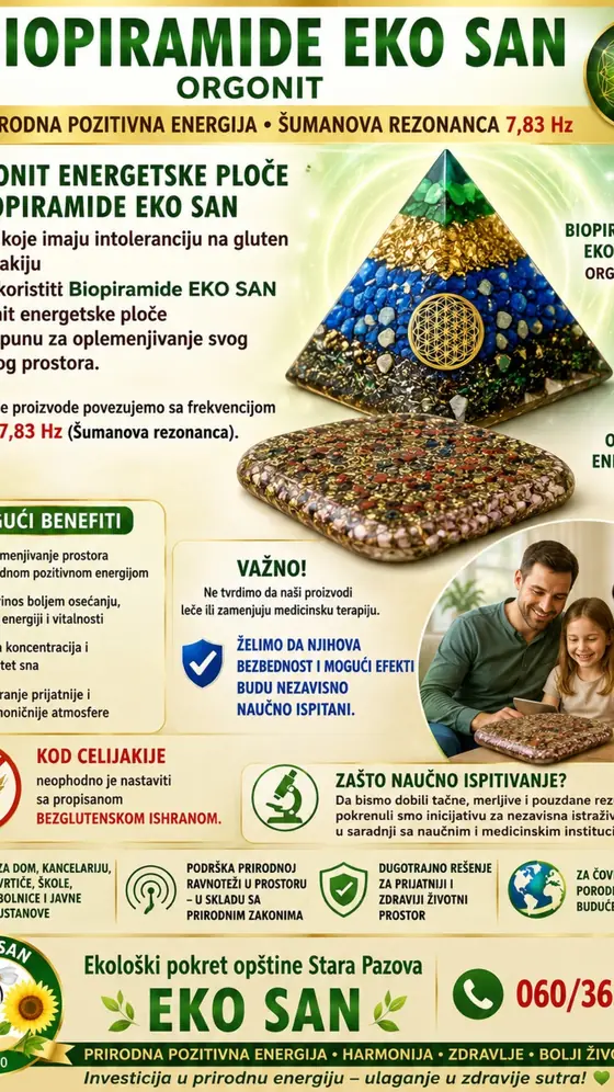 Biopiramide EKO SAN orgonit — Šumanova rezonanca 7,83 Hz